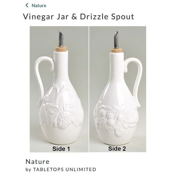 VTG Tabletops Gallery Vinegar Jar & Drizzle Spout & Ceramic Salt, Pepper Shaker - Picture 8 of 8